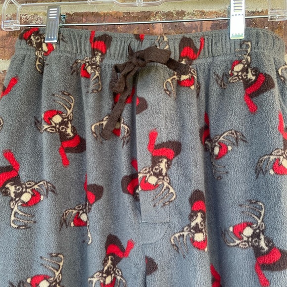 Men’s Gray Stafford Santa Buck Deer Fleece Sleep Lounge Pants Size Small - Picture 2 of 8